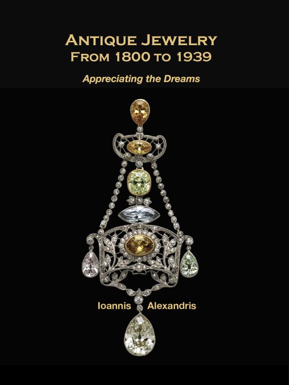 1. Cover of the book, by author Ioannis Alexandris, featuring an Edwardian fancy multi-colored diamond pendant, circa 1910. (Photo: ©Albion Art)