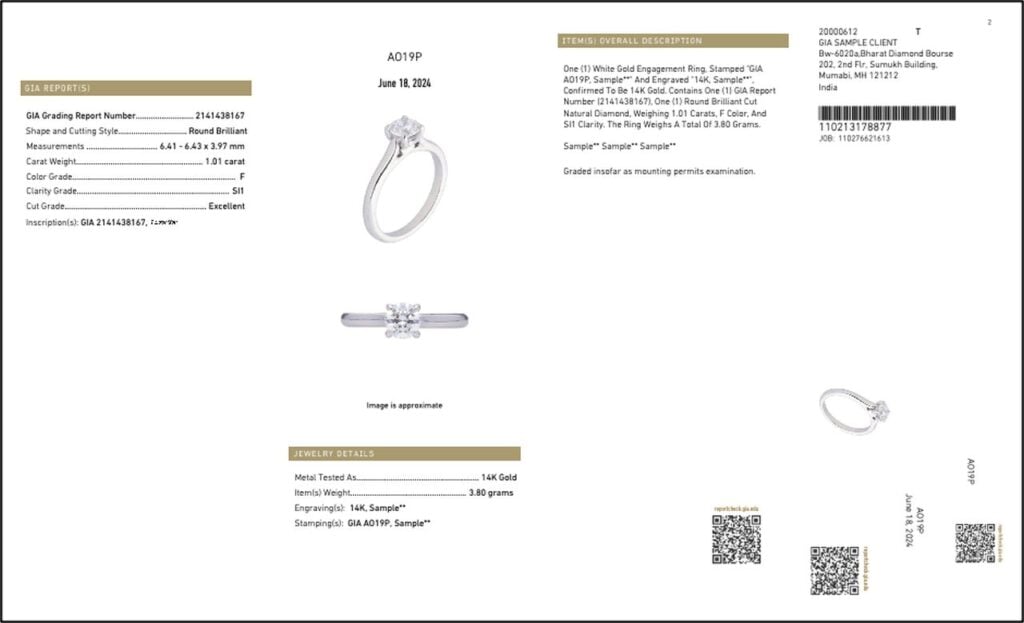 The new GIA jewelry report image