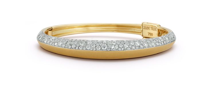 Jade Trau Frankie bangle in 18-karat yellow gold and diamonds. (Jade Trau)