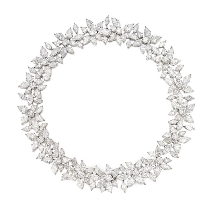 Harry Winston Wreath necklace set with diamonds, sold at Sotheby's New York Magnificent Jewels in December 2023. (Sotheby's)