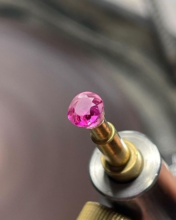 Custom egg cushion-cut, 0.94-carat, Burmese natural color pink sapphire. (Glenn Preus)