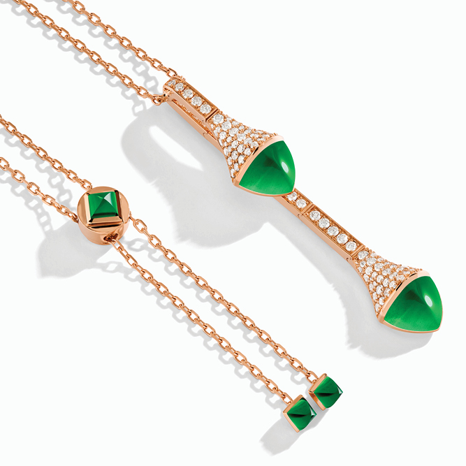 Marli Cleo teardrop pendant with green agate and diamonds image