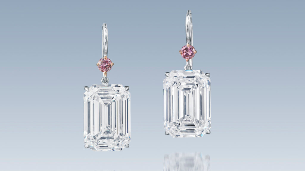 Diamond ear rings at Christie's image