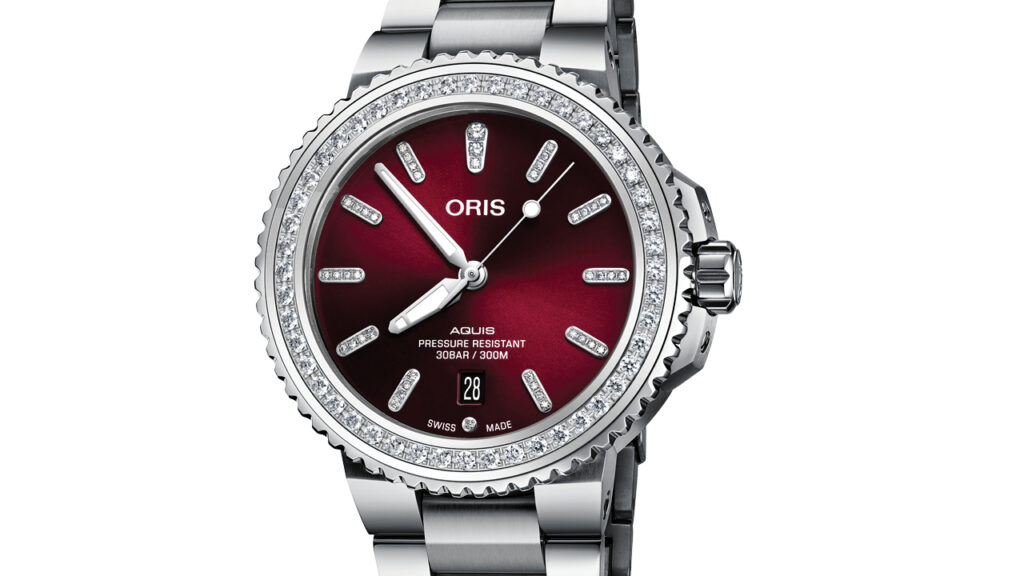 Image of Oris Aquis Date with synthetic diamonds