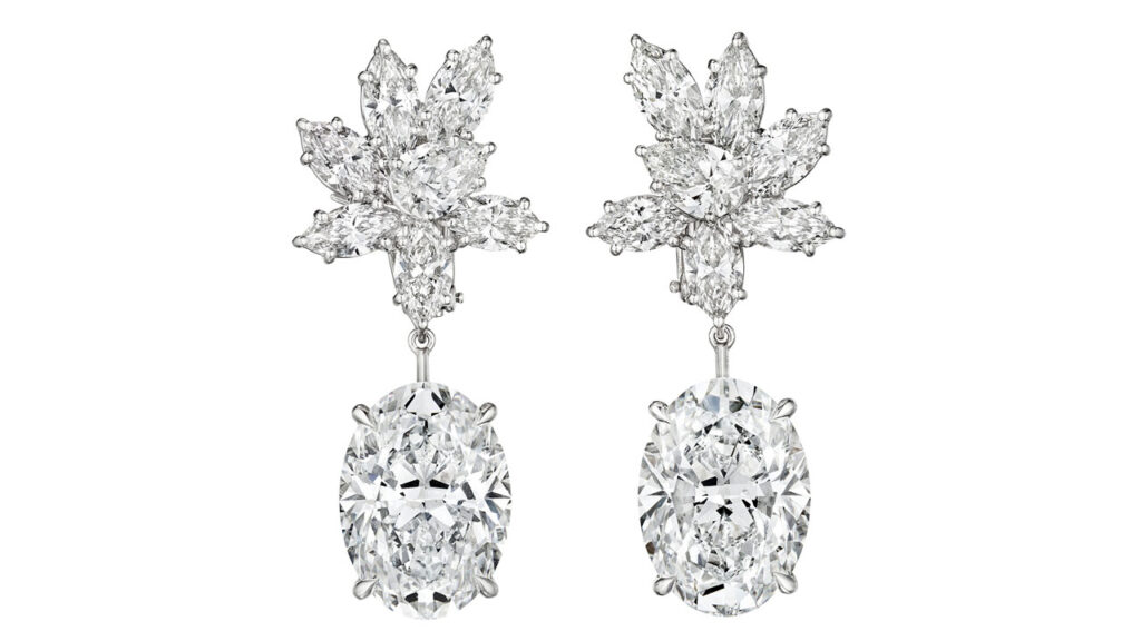 Harry Winston pear and marquise diamond earrings image