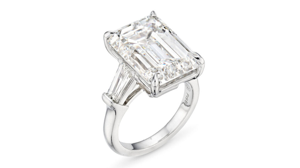 Emerald-cut diamond ring at Christie's image