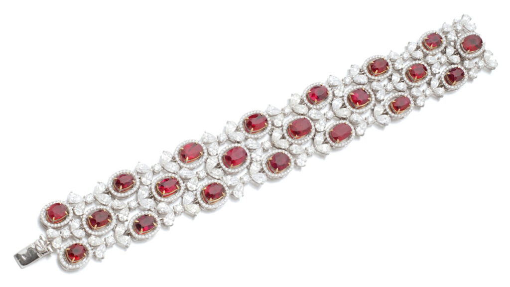 Oval rubies and pear-shaped diamonds bracelet image