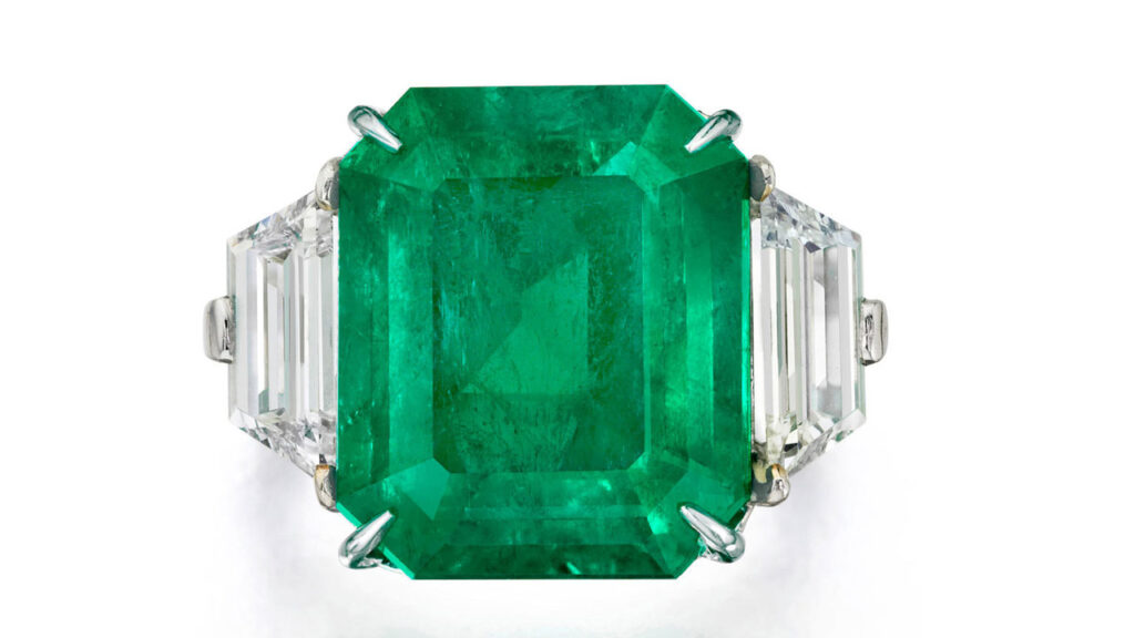 Emerald and diamond from Bonhams ring image