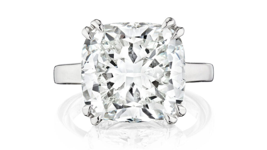 Cushion-cut diamond ring from Bonhams image
