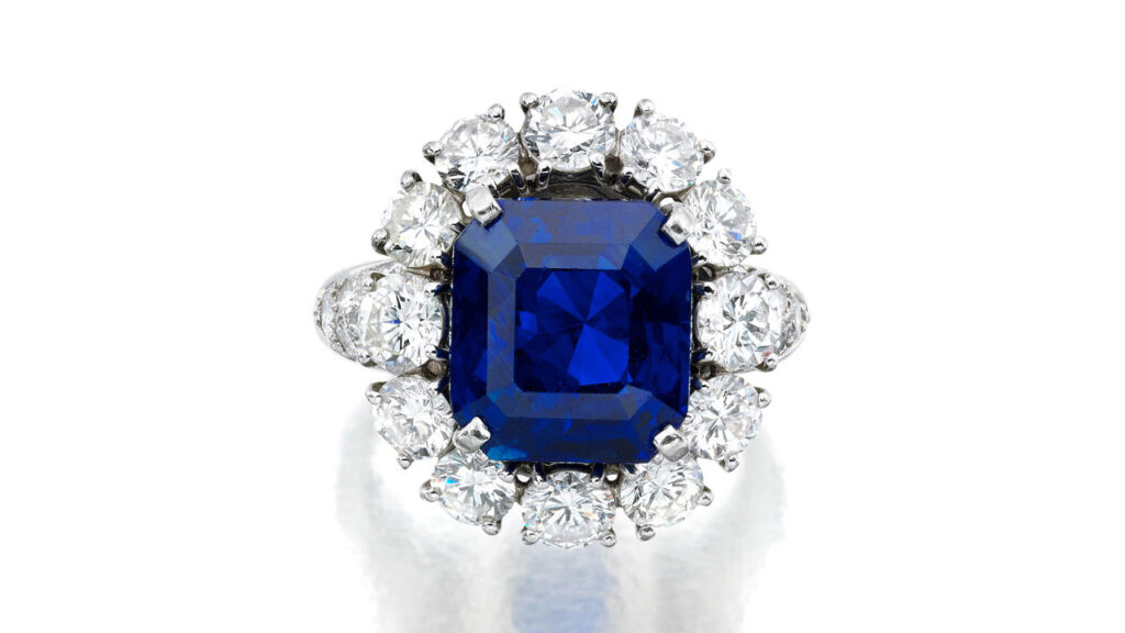 Sapphire and diamond ring from Bonhams image