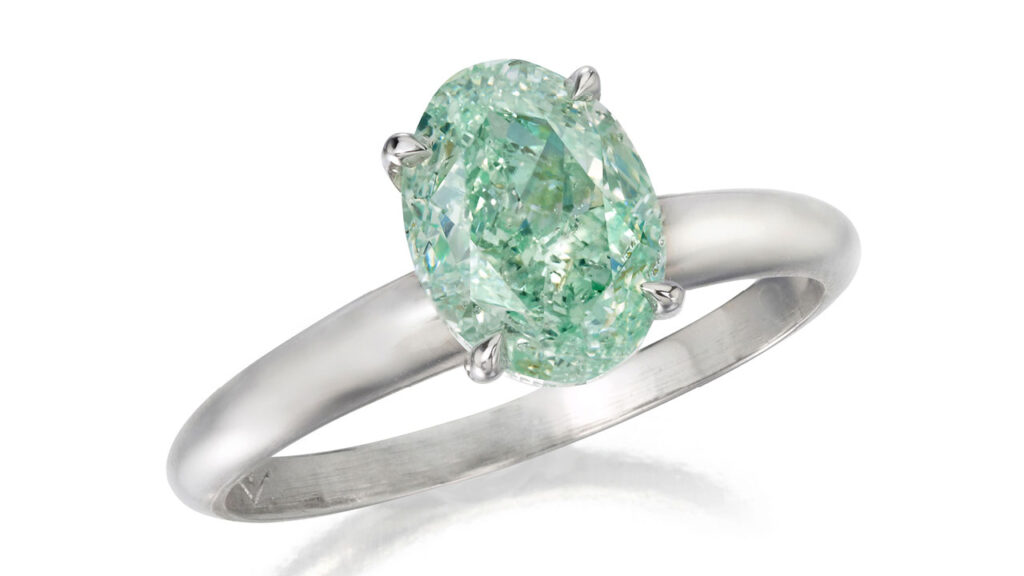 Green diamond ring at Phillips image