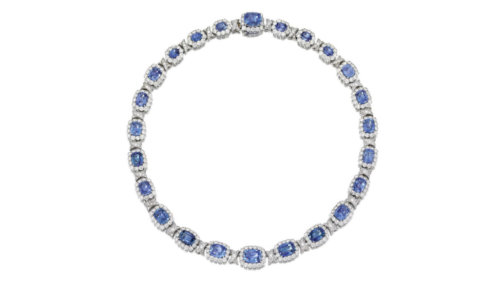 Sapphire and diamond necklace at Phillips image
