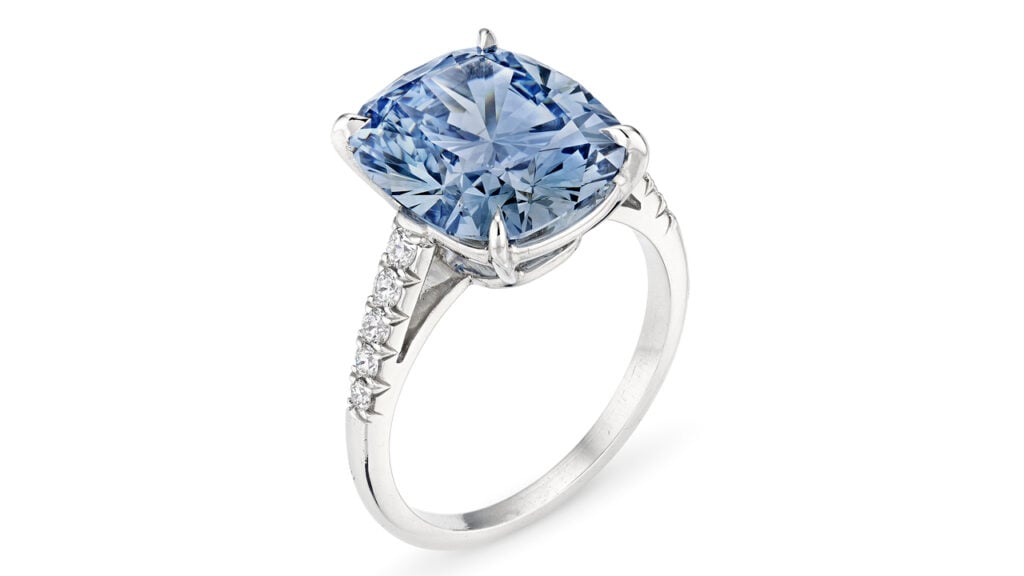 Blue diamond ring at Christie's image