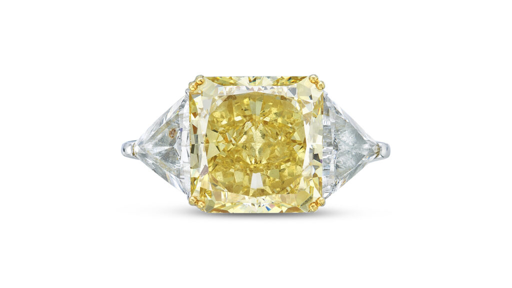 Fancy-intense-yellow diamond ring from Christie's image