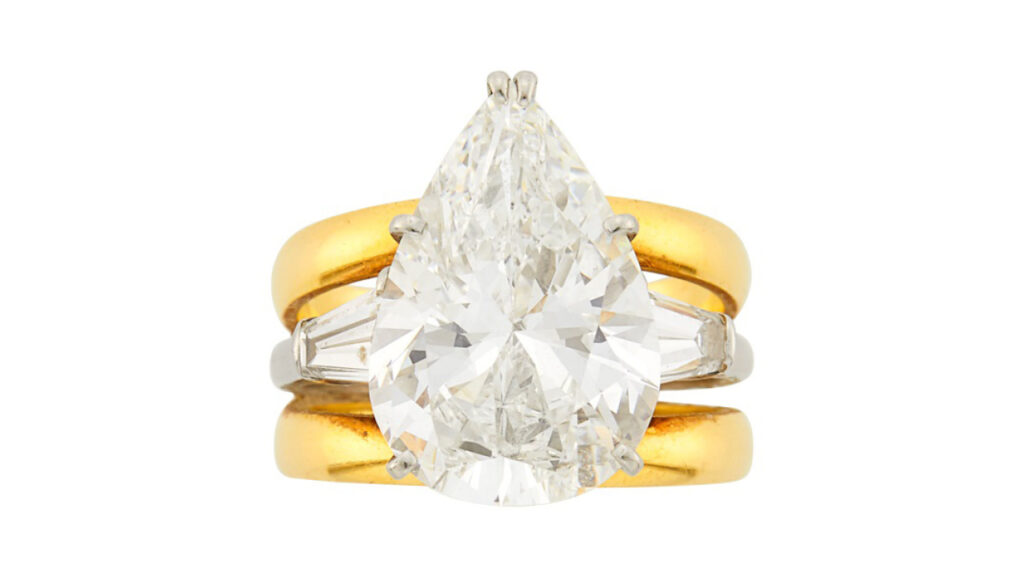 Pear-shaped diamond ring designed by Harry Winston at Doyle image