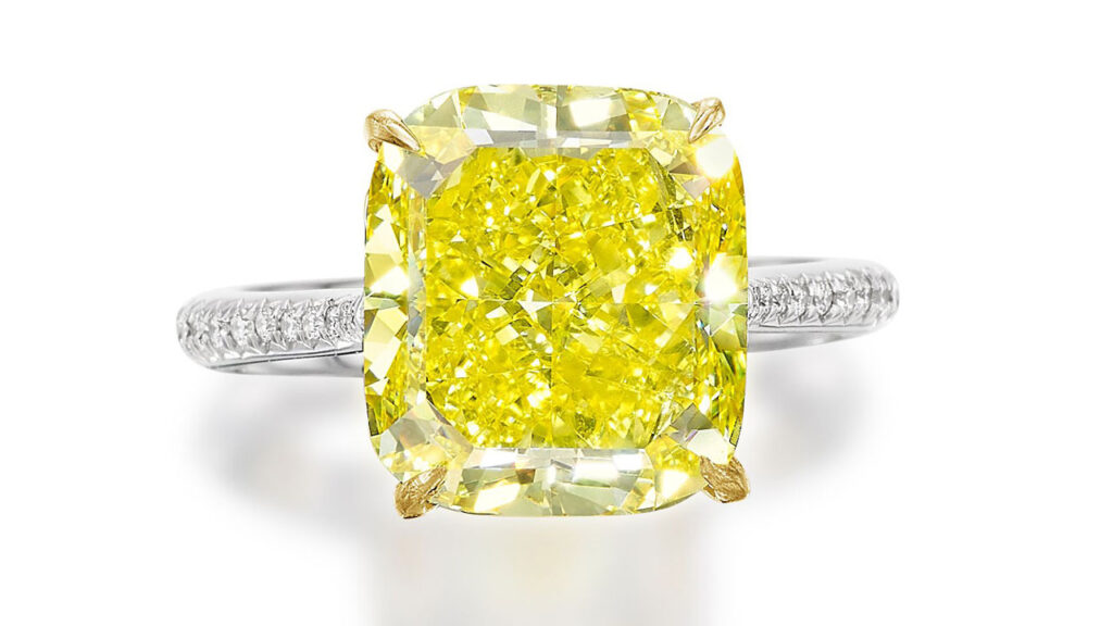 Cushion-shaped diamond ring at Bonhams image