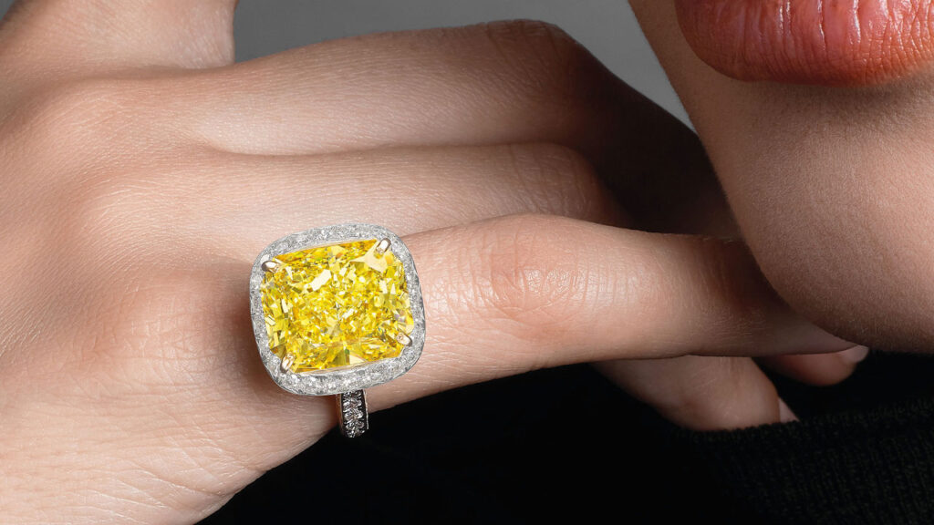 Cushion-shaped diamond ring from Bonhams image
