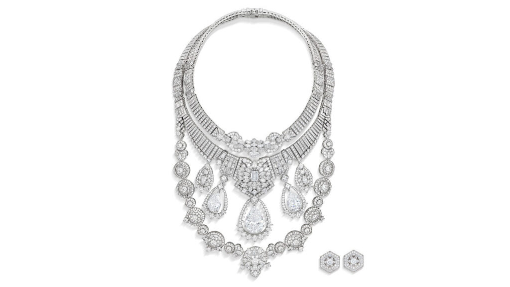 Van Cleef & Arpels Maharaja necklace containing three pear brilliant-cut diamonds at Christie's image
