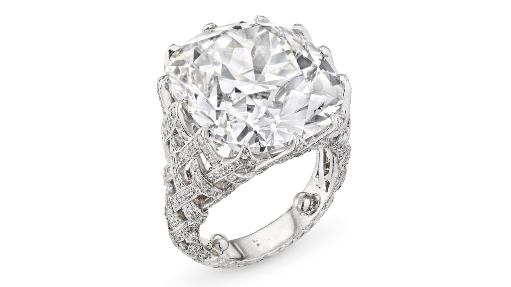 Cushion brilliant-cut diamond ring at Christie's image