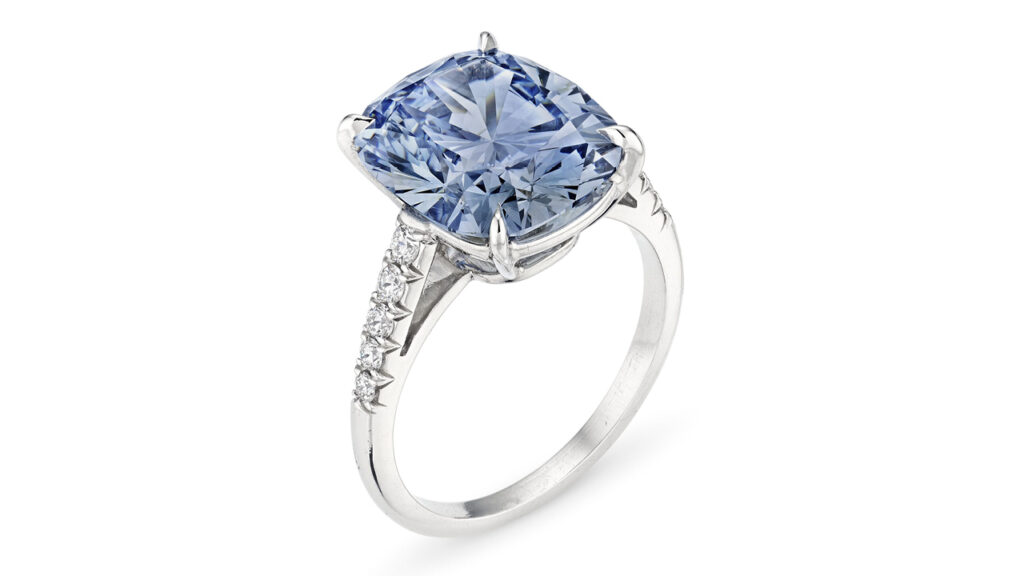 Blue diamond ring at Christie's image