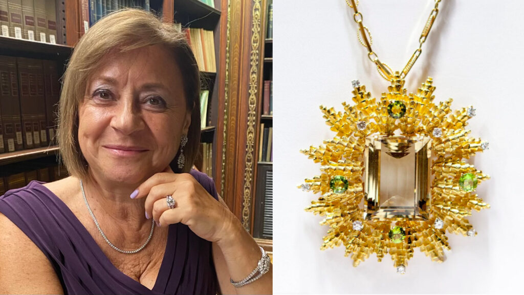 Left: Janet Z. Dunayevich headshot; Anthonini necklace at L & Z Jewelry and Gifts