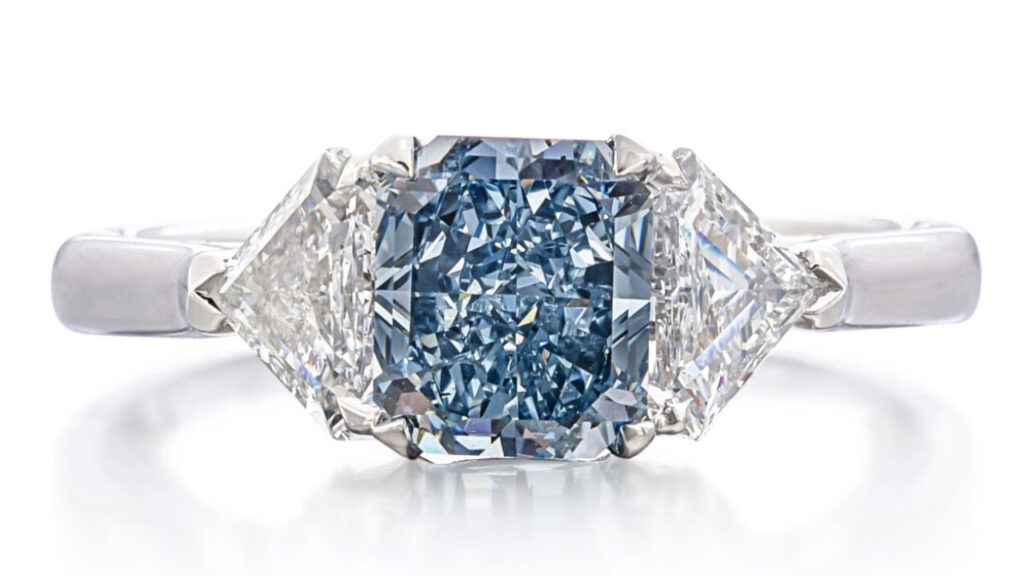 Fancy vivid blue diamond ring at Sotheby's image