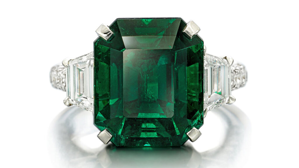 Colombian emerald and diamonds ring at Sotheby's image