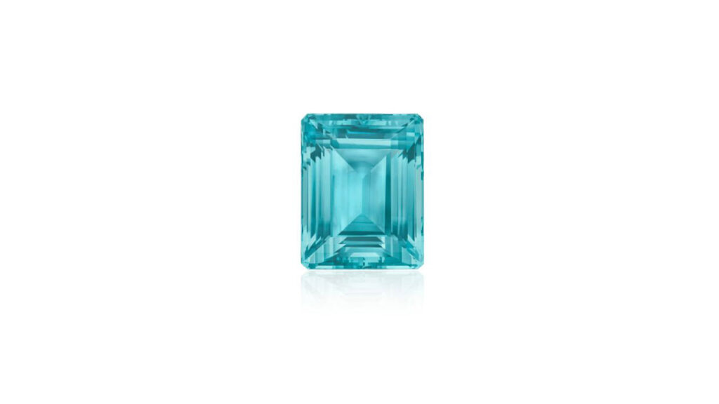 Unmounted modified rectangular step-cut aquamarine at Christie's image