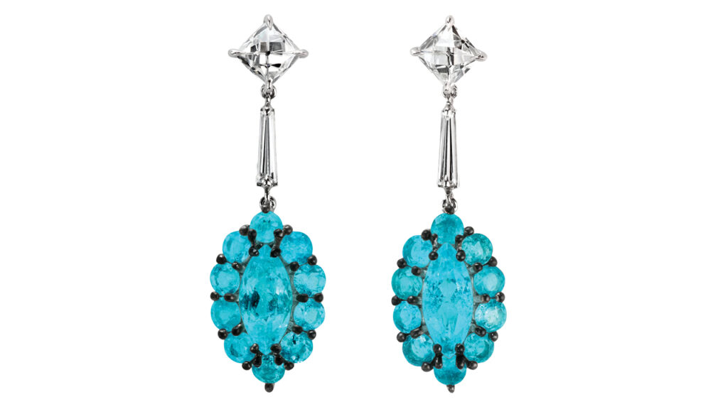 Paraiba and diamond earrings by Leon Megé image