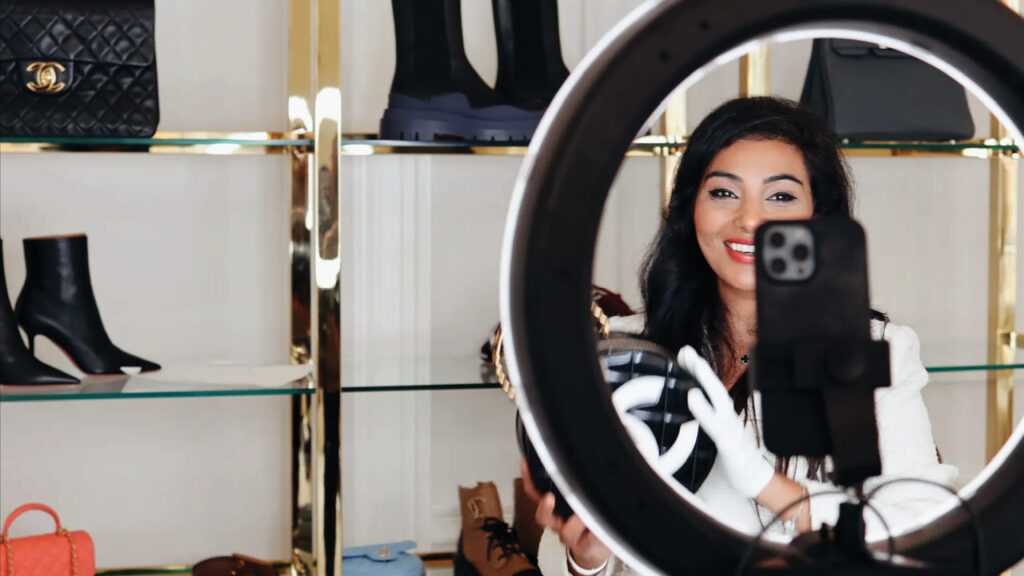 Luxury Promise founder Sabrina Sadiq hosting a live stream image
