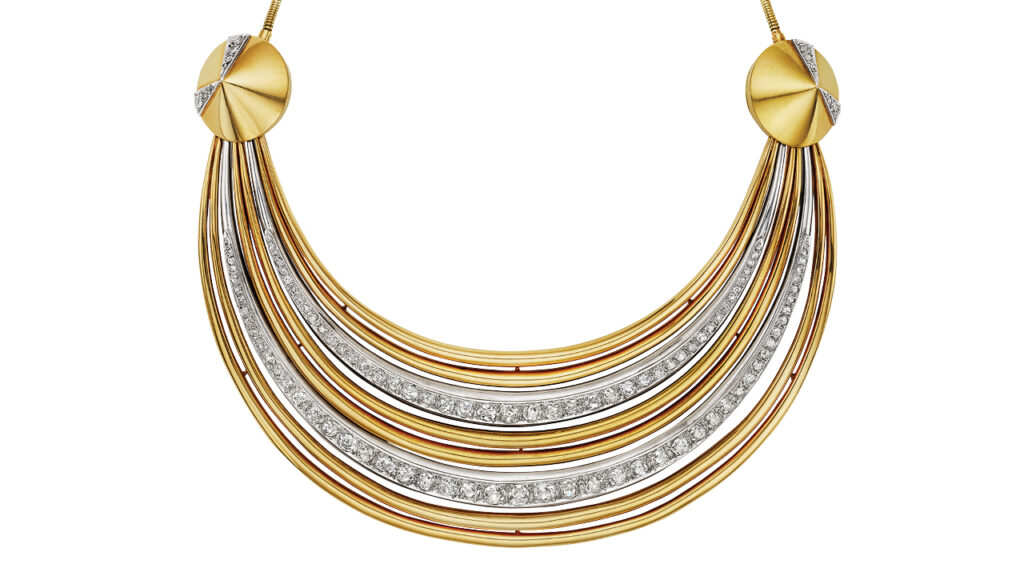Suzanne Belperron necklace in 18-karat gold and platinum with old-cut diamonds, which sold at Christie’s image