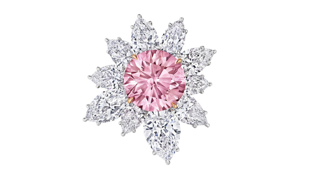 Eden Rose ring, featuring a 10.20-carat fancy-intense-pink, internally flawless diamond and 14.21 carats of colorless diamonds at Christie's image
