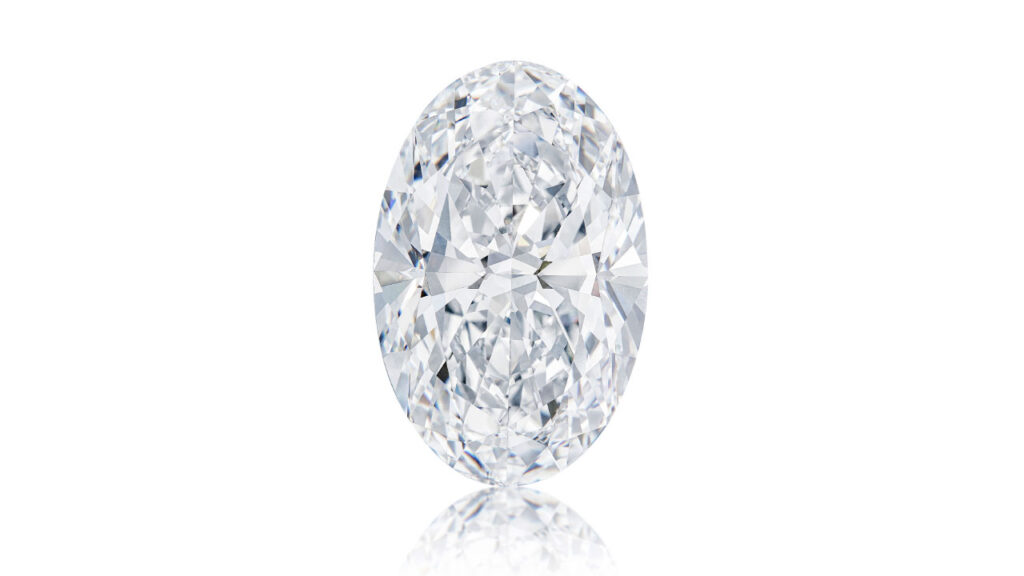 Oval brilliant-cut, 55.55-carat, D-flawless Fortune Five diamond at Sotheby's