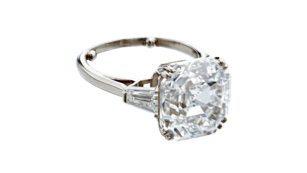 Ring with step-cut, 10.53-carat diamond that sold at Sotheby’s image