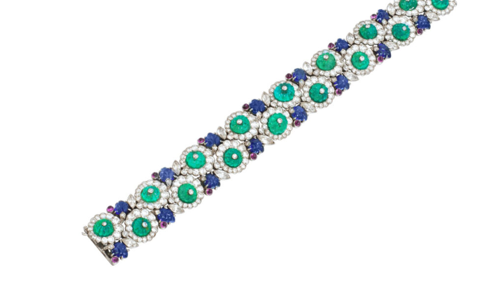 Van Cleef & Arpels emerald, ruby, sapphire and diamond bracelet that sold at Sotheby’s image