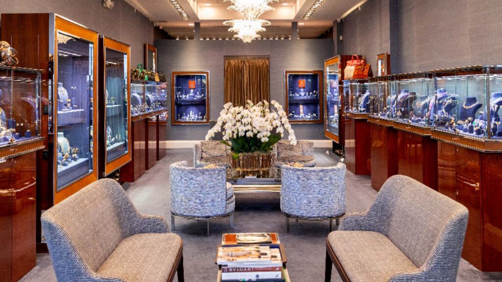 Interior of the new Yafa Signed Jewels store in Palm Beach, Florida