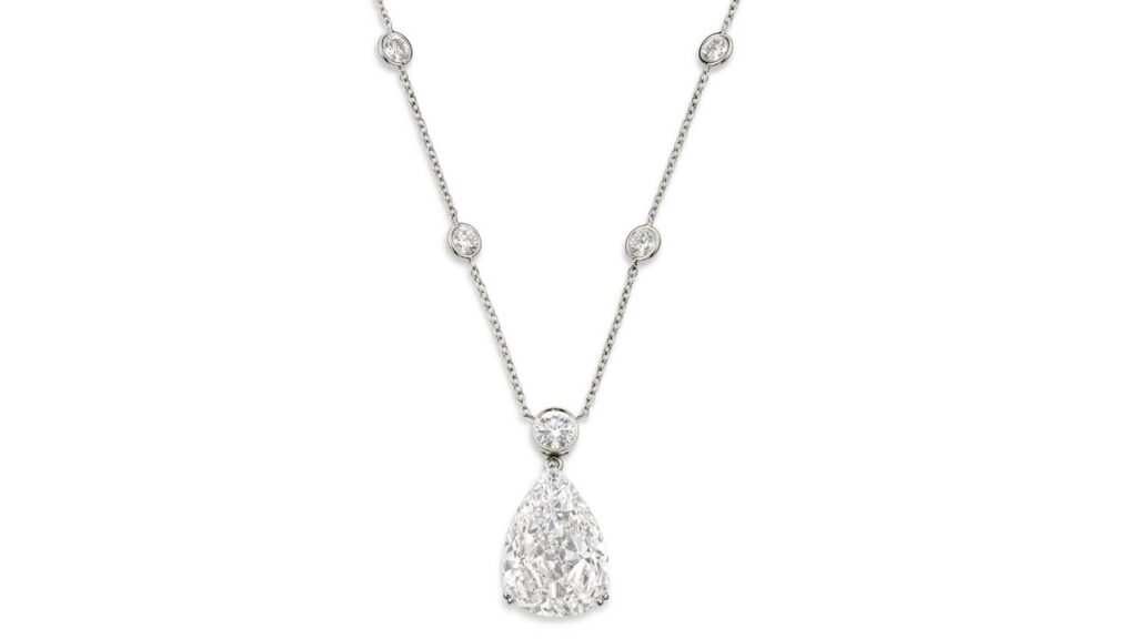 Graff pendant necklace with a pear modified brilliant-cut diamond at Christie's image