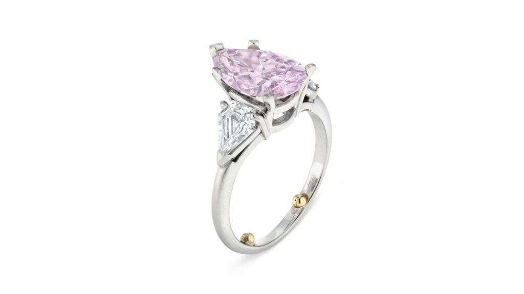 Ring featuring pear brilliant-cut diamond center stone at Christie's image