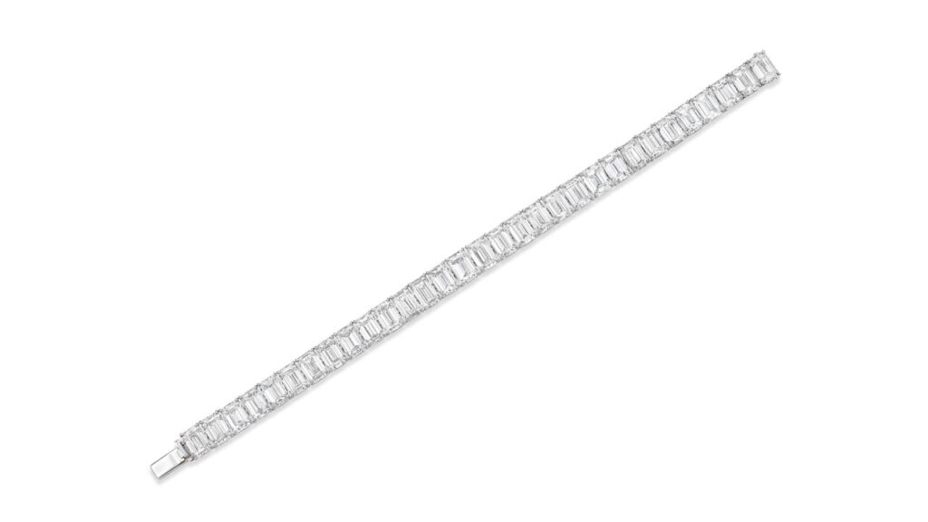 Bracelet containing 31 emerald-cut diamonds at Christie's image