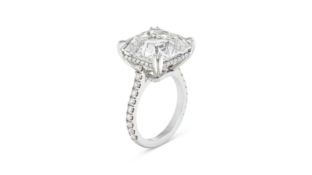 Square emerald-cut diamond ring at Christie's image