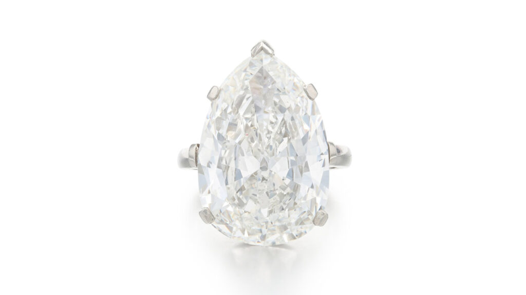 This ring, featuring a pear-shaped diamond at Sotheby's auction image
