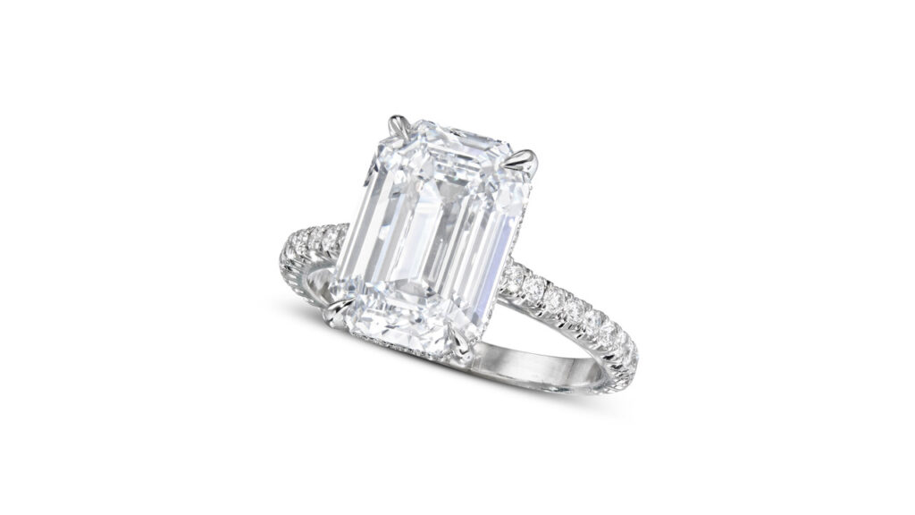 Emerald cut diamond ring at Christie's image