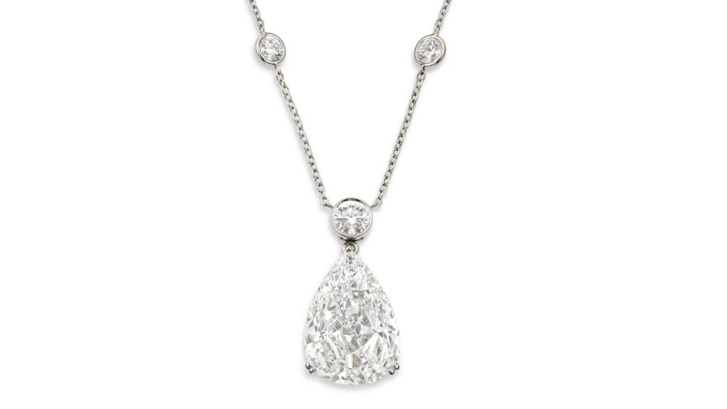 Graff pendant necklace featuring a pear modified brilliant-cut diamond at Christie's