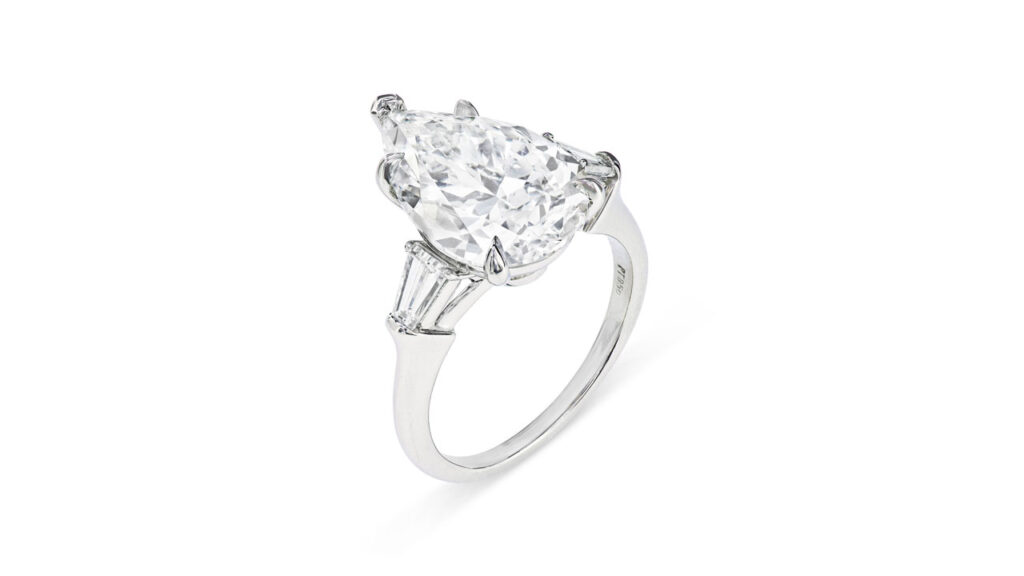 Ring with a pear brilliant-cut, 6.44-carat, D, VVS2 diamond at Christie's image