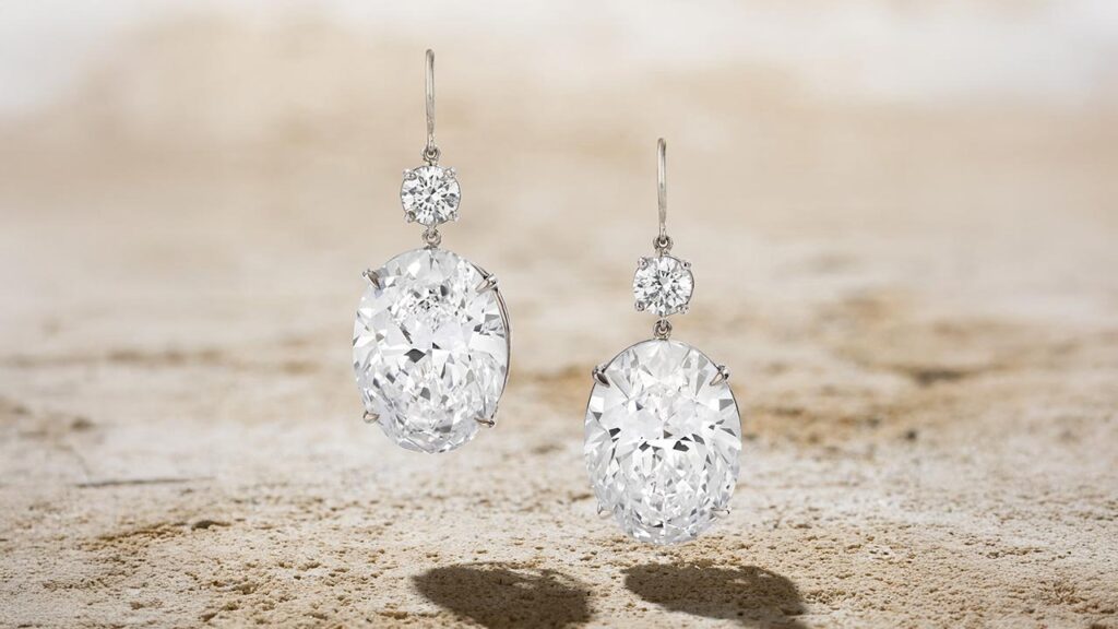 Pair of earrings containing D-Flawless, type IIa diamonds at Phillips image