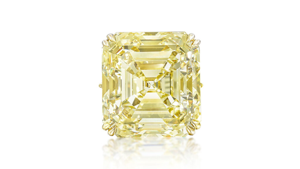 Ring featuring a step-cut, fancy-intense-yellow, diamond at Sotheby's image