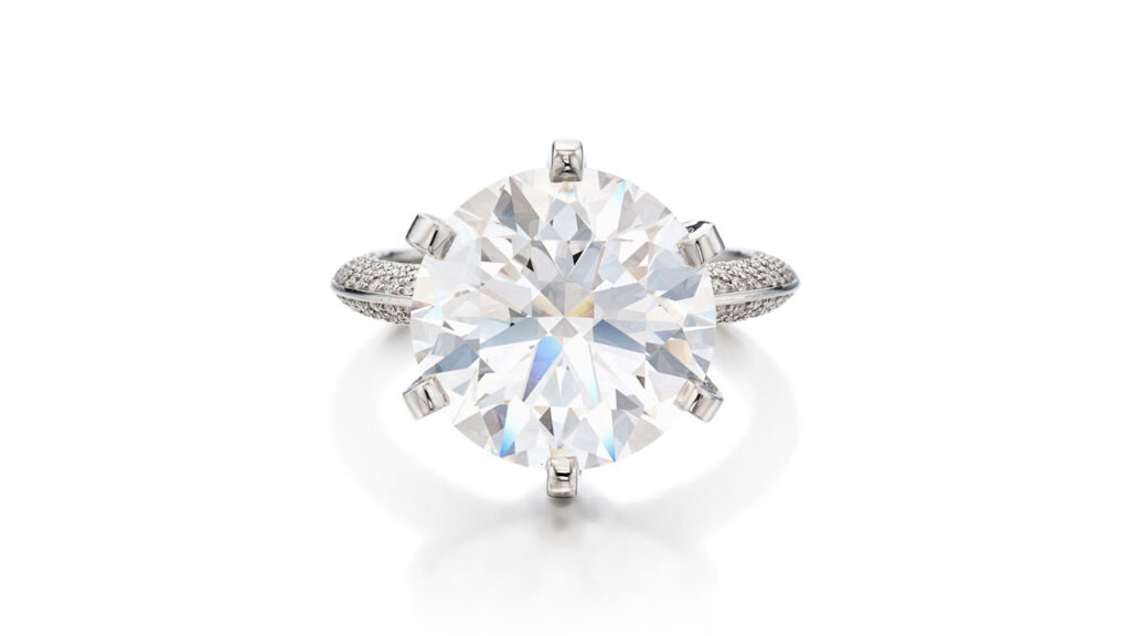 Tiffany & Co. ring featuring a brilliant-cut D-color, internally flawless with brilliant-cut diamond shoulders at Sotheby's image