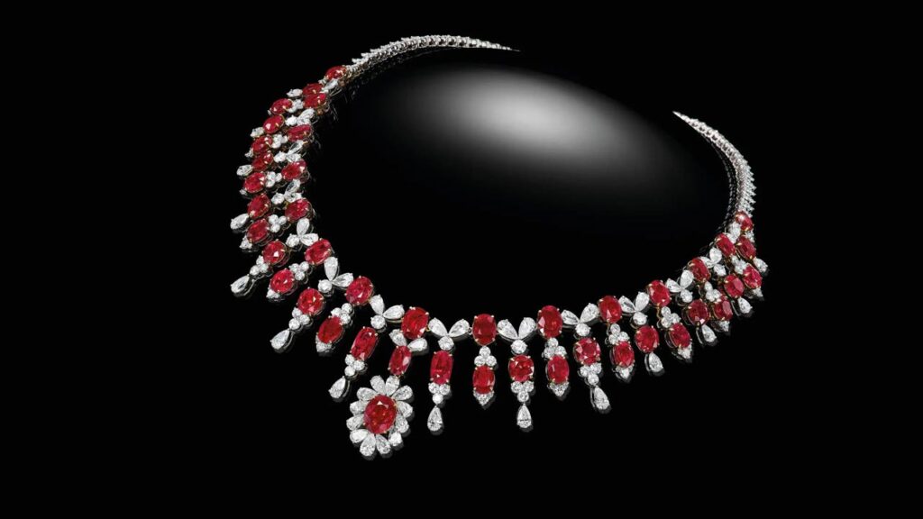 Ruby and diamond necklace at Bonhams image