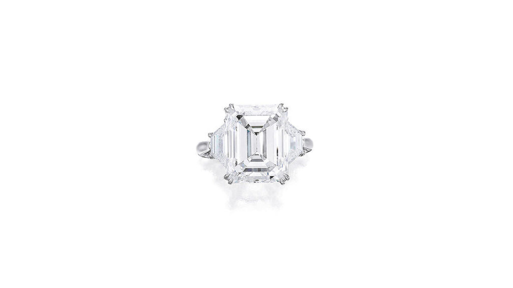 Ronald Abram emerald-cut diamond ring at Bonhams image