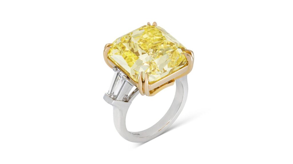 Yellow diamond ring at Christie's image
